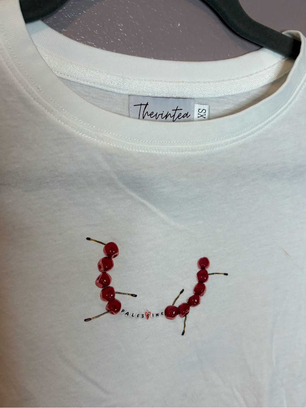 White Cherry Graphic Crop Top